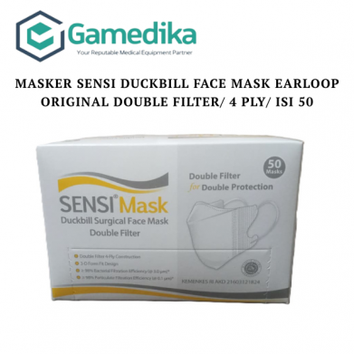 Masker Sensi Duckbill Face Mask Earloop Original Double Filter/ 4 Ply/ Isi 50