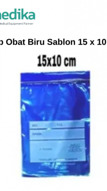 Plastik Klip Obat Biru Sablon 15 x 10 cm isi 100