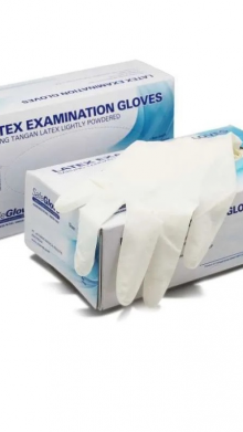SARUNG TANGAN KARET LATEX EXAM SAFEGLOVE - S M L