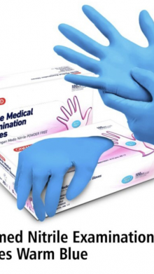SARUNG TANGAN ONEMED NITRILE EXAM GLOVE WARM BLUE BOX ISI 100/ S M L 