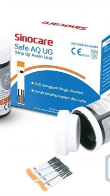 SINOCARE SAFE AQ UG ISI 50 PCS STRIP CEK ASAM URAT 