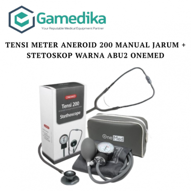 TENSI METER ANEROID 200 MANUAL JARUM + STETOSKOP WARNA ABU2 ONEMED